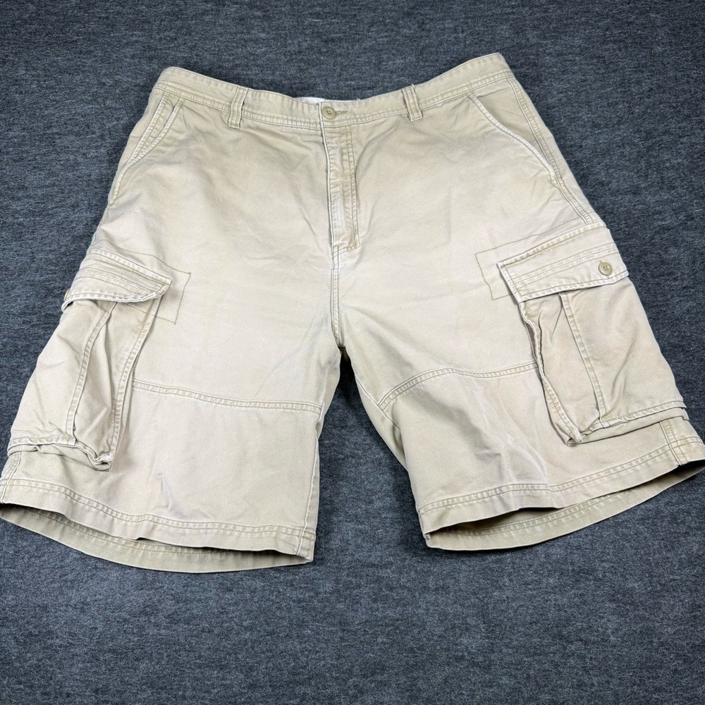 Ocean Pacific Mens Khaki Cotton Canvas Cargo Shorts Size 40 OPSP6603 Tan Utility